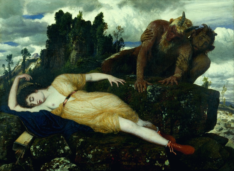 BOCKLIN ARNOLD SLEEPING DIANA WATCHED BY TWO FAUNS GOOGLE