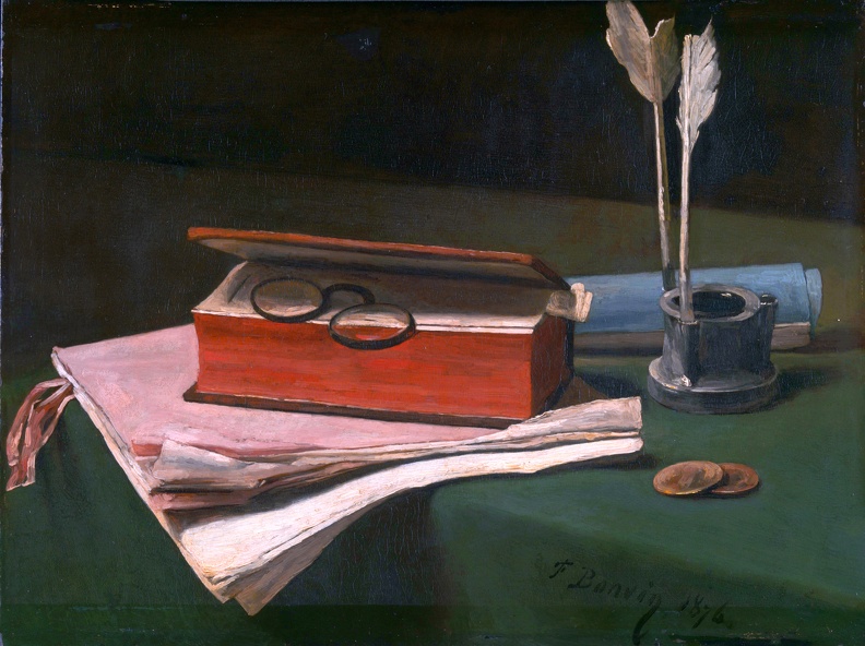BONVIN FRANCOIS STILLIFE BOOK PAPERS AND INKWELL LO NG