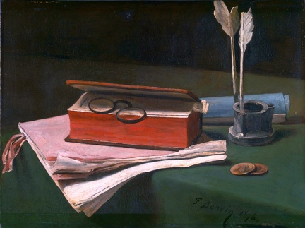 BONVIN FRANCOIS STILLIFE BOOK PAPERS AND INKWELL LO NG