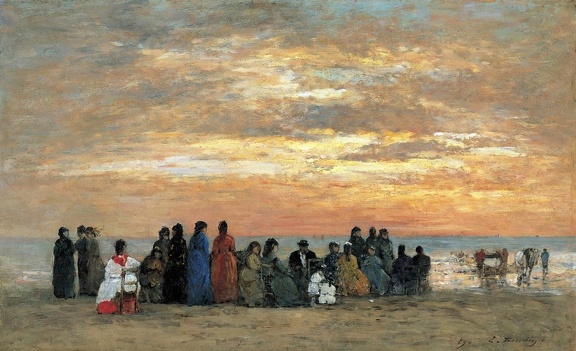 BOUDIN EUGENE FIGURE ON BEACH AT TROUVILLE 1869 TH BO