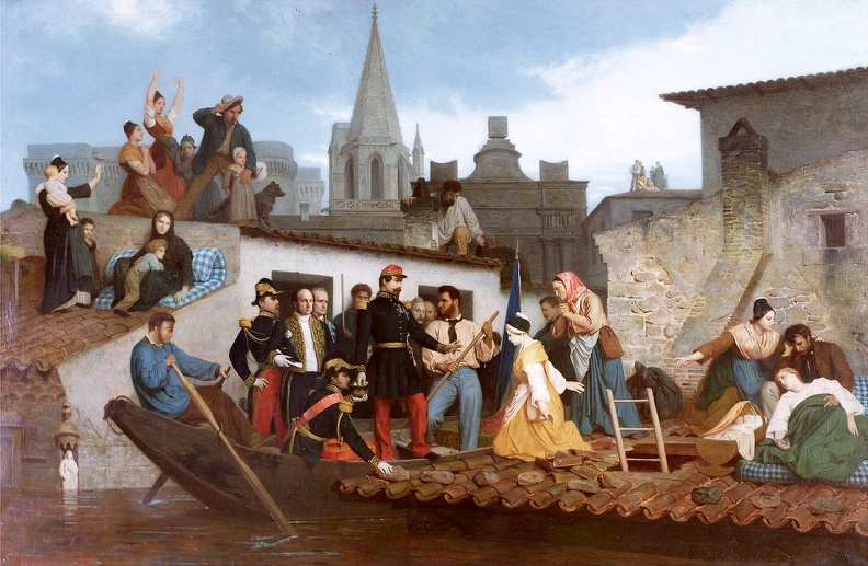 BOUGUEREAU W. AD. NAPOLEON III VISITING FLOOD VICTIMS OF TARASCON IN JUNE 1856