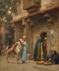 BRIDGMAN FREDERICK ARTHUR ARAB WOMEN IN FRONT OF DOOR 1878 IMMAGINE DEL POST