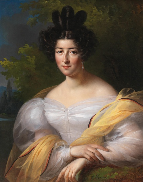 BRUNE AIMEE LADY IN WHITE FROCK 1830