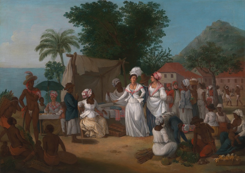 BRUNIAS AGOSTINO LINEN MARKET WITH LINEN STALL AND VEGETABLE SELLER IN WEST INDIES GOOGLE