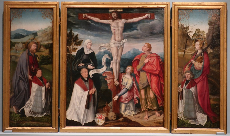 BRUYN BARTHOLOMAUS ELDER TRIPTYCH CRUCIFIXION SST. AND DONOR