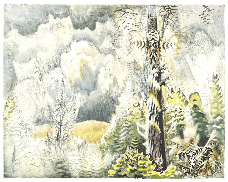 BURCHFIELD CHARLES EPHRAIM FOREST CICADA 1950 59 PAPER GOUACHE PENCIL AND MEL TH BO