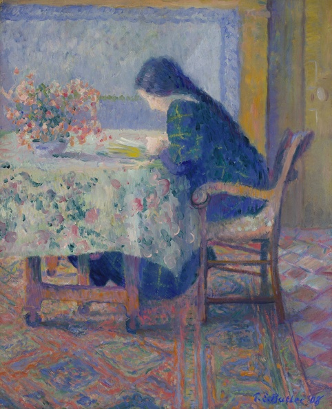 BUTLER THEODORE EARL LILI BUTLER READING AT BUTLER HOUSE GIVERNY 1908