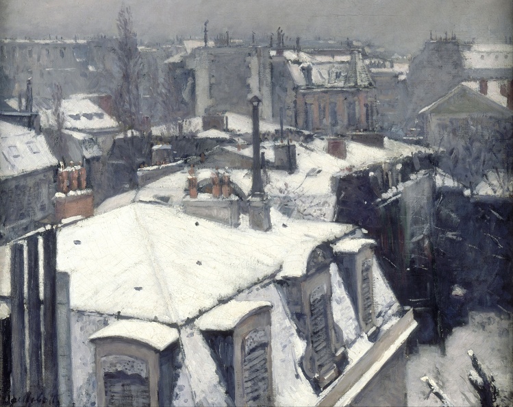 CAILLEBOTTE GUSTAVE ROOFTOPS IN SNOW SNOW EFFECT GOOGLE ORSAY