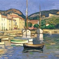 CAMOIN CHARLES CASSIS HARBOUR TWO FISHING VESSELS TARTANS 1905 TH BO