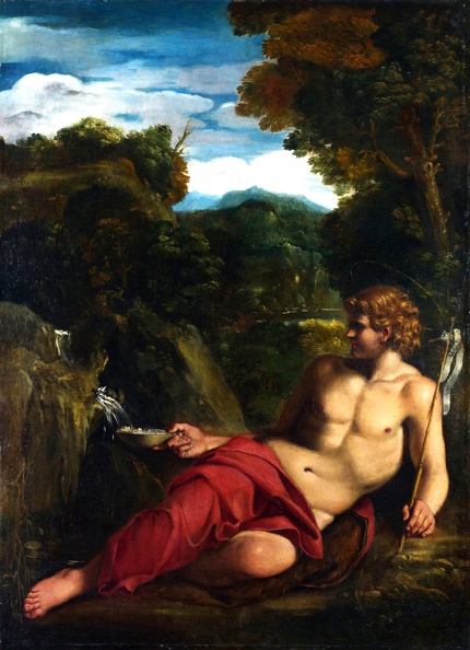 CARRACCI ANNIBALE ST. JOHN BAPTIST SEATED IN WILDERNESS CIRCLE LO NG