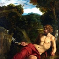 CARRACCI ANNIBALE ST. JOHN BAPTIST SEATED IN WILDERNESS CIRCLE LO NG