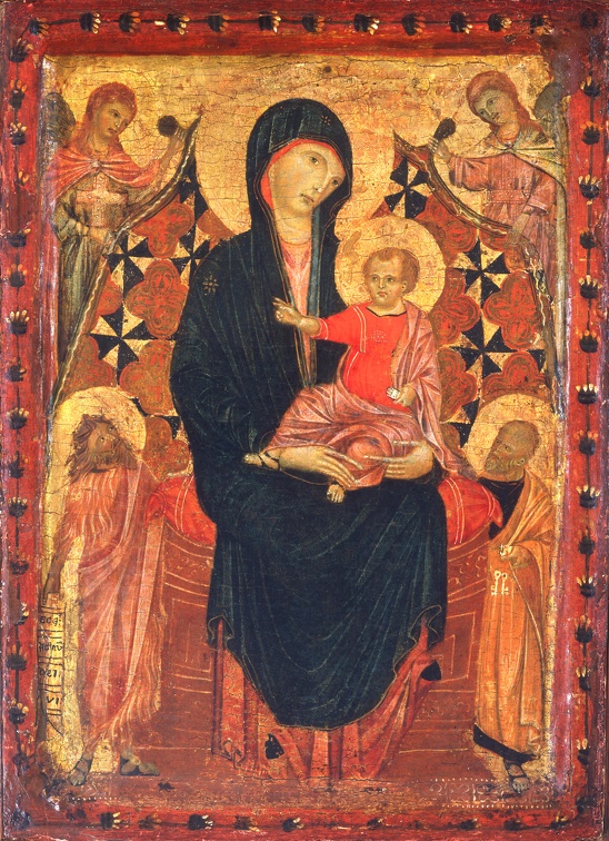 CIMABUE GIOVANNI ATTR MADONNA AND CHILD ST. JOHN BAPTIST AND ST. PETER N G A
