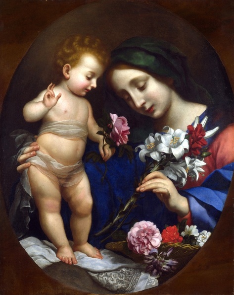 DOLCI CARLO VIRGIN AND CHILD WITH FLOWERS STYLE LO NG