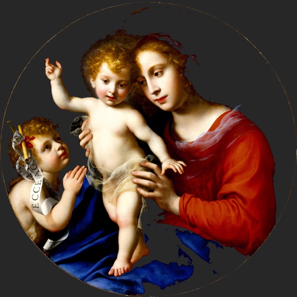DOLCI CARLO VIRGIN AND CHILD WITH INFANT ST. JOHN BAPTIST FINE ARTS