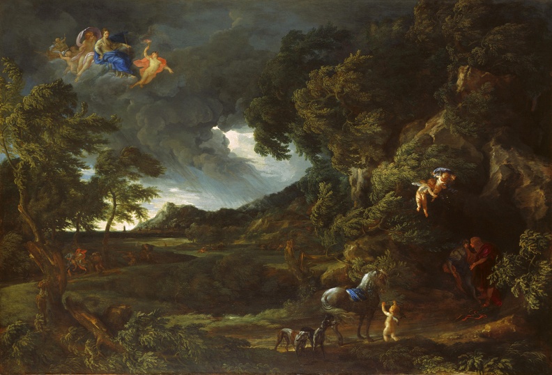 DUGHET GASPARD AND MARATTA CARLO LANDSCAPE WITH UNION OF DIDO AND AENEAS LO NG