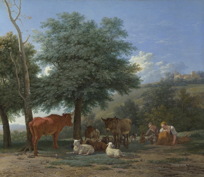 DUJARDIN KAREL FARM ANIMALS WITH BOY AND HERDSWOMAN LO NG