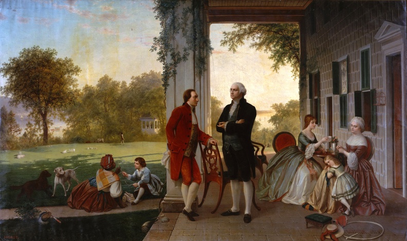 DUNSMORE JOHN WARD WASHINGTON AND LAFAYETTE AT MOUNT VERNON 1784 HOUSE IN WASHINGTON MET