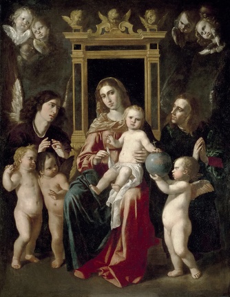 ESPINOSA JERONIMO JACINTO MADONNA CHILD ENTHRONED ANGELS 1661 PRADO