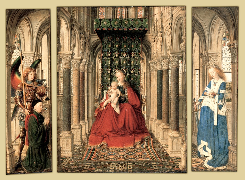 EYCK JAN VAN TRIPTYCH OF MARY AND CHILD ST. MICHAEL AND CATHERINE GOOGLE