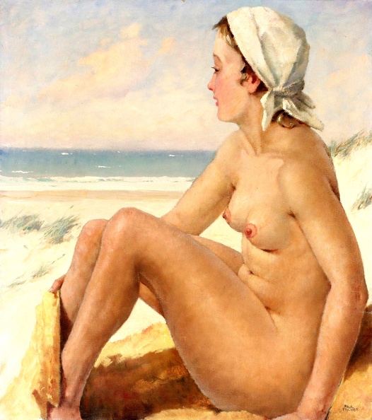 FISCHER PAUL GUSTAVE NUDE ON SHORE