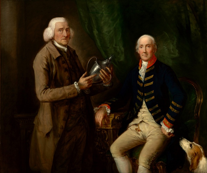 GAINSBOROUGH THOMAS PRT OF WILLIAM ANNE HOLLIS 4TH EARL OF ESSEX PRESENTING CUP TO THOMAS CLUTTERBUCK OF WATFOR GOOGLE GETTY
