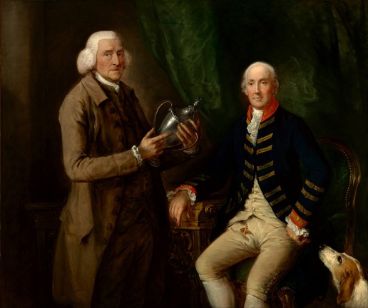 GAINSBOROUGH THOMAS PRT OF WILLIAM ANNE HOLLIS 4TH EARL OF ESSEX PRESENTING CUP TO THOMAS CLUTTERBUCK OF WATFOR GOOGLE GETTY