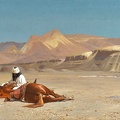 GEROME JEAN LEON AND HIS STEED IN DESERT