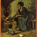 GOGH VINCENT VAN PEASANT WOMAN COOKING BY FIREPLACE 1885