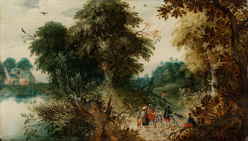GOVAERTS ABRAHAM FOREST VIEW WITH TRAVELLERS