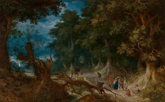 GOVAERTS ABRAHAM WOODED LANDSCAPE WITH HUNTERS AND FORTUNE TELLER 45 MAURITSHUIS