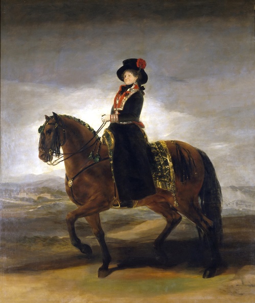 GOYA FRANCISCO JOSE DE PRT OF QUEEN MARIA LUISA ON HORSEBACK 1799 PRADO