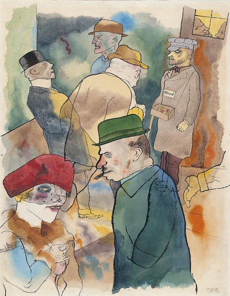 GROSZ GEORGE TWILIGHT DESIGN TWILIGHT CENTRAL FIGURES 1922 523 405 PAPER GOUACHE AND INK TH BO
