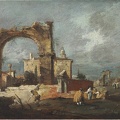 GUARDI FRANCESCO CAPRICCIO WITH RUINED ARCH AND VILLA BEYOND FIGURES IN FOREGROUND 5175871