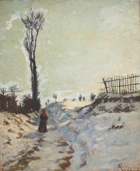 GUILLAUMIN ARMAND LONELY ROAD SNOW EFFECT 1869