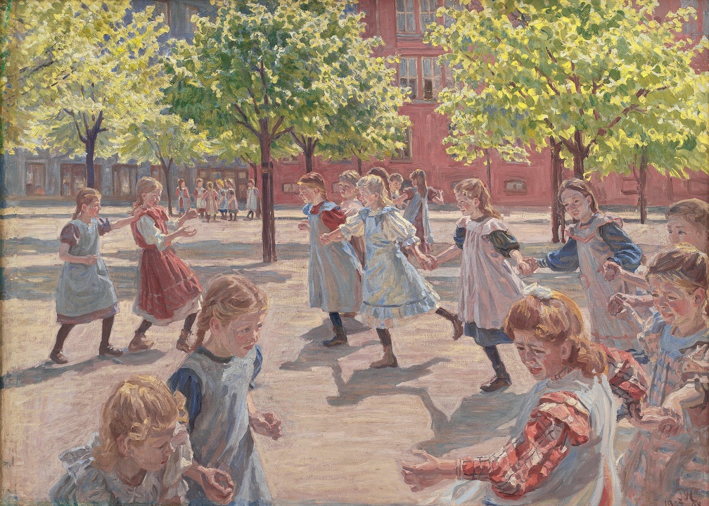 HANSEN PETER MARIUS PLAYING CHILDREN ENGHAVE SQUARE 1908