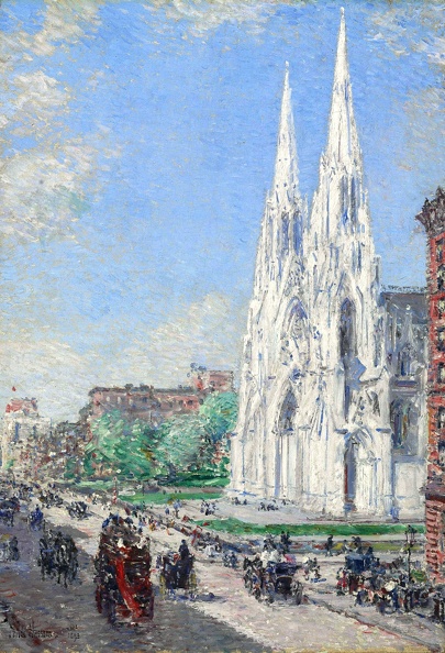 HASSAM CHILDE CATHEDRAL AND FIFTH AVENUE IN JUNE 1893