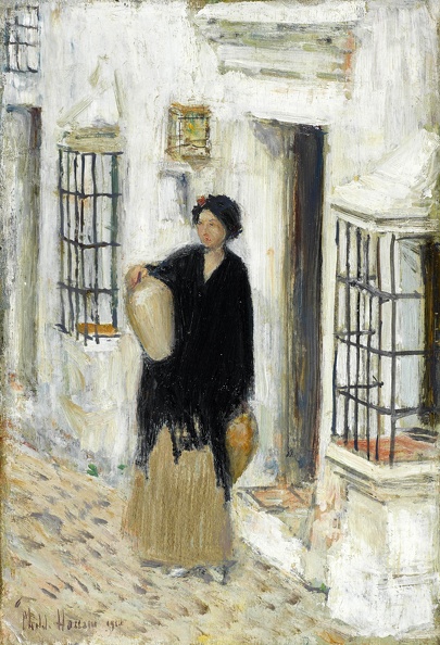 HASSAM CHILDE WOMAN IN DOORWAY 1910