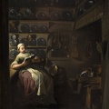 JENS JUEL KITCHEN INTERIOR WITH GIRL READING KUNST
