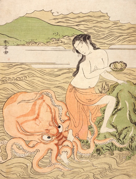 KATSUKAWA SHUNSHO ABALONE FISHERGIRL WITH OCTOPUS GOOGLE LACMA