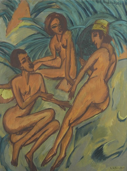 KIRCHNER ERNST LUDWIG GRUPPE BADENDER AM STRAND GROUP OF BATHERS ON BEACH LOT.16 CROPPED