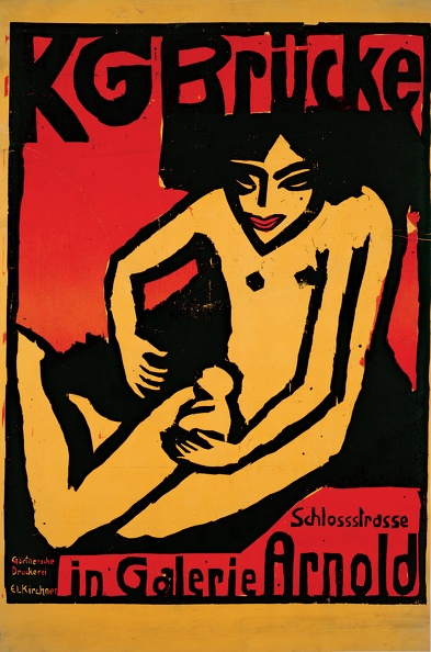KIRCHNER ERNST LUDWIG POSTER FOR EXHIBITION FOR ARTISTS GROUP DIE BRUCKE AT ARNOLD GALLERY DRESDEN GOOGLE