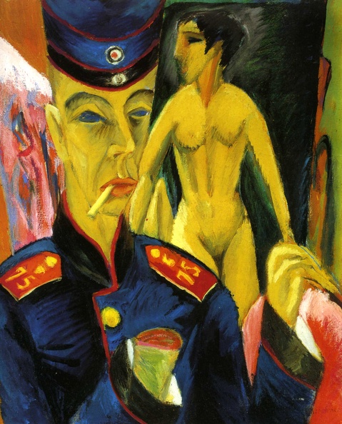 KIRCHNER ERNST LUDWIG SELF PORTIET AS SOLDIER 1915
