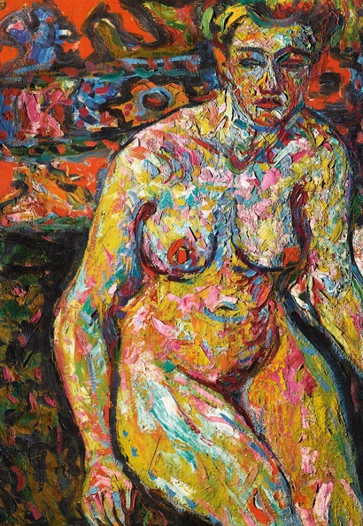 KIRCHNER ERNST LUDWIG WEIBLICHER AKT FEMALE NUDE AND BLAUE DAME IM TIERGARTEN LADY IN BLUE IN PARK DOUBLE SIDED PAINTING LOT.24 CROPPED1