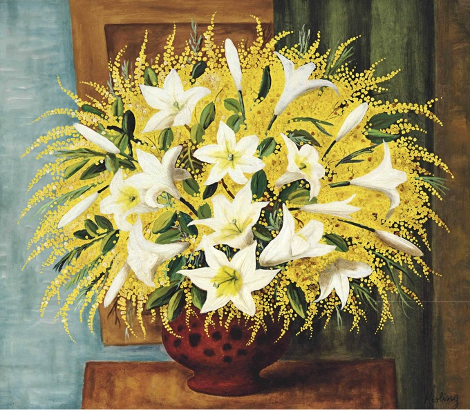 KISLING MOISE LILIES AND MIMOSA 1943