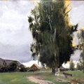 KUSTODIEV BORIS MICHAJLOVIC TREES IN VILLAGE 1911