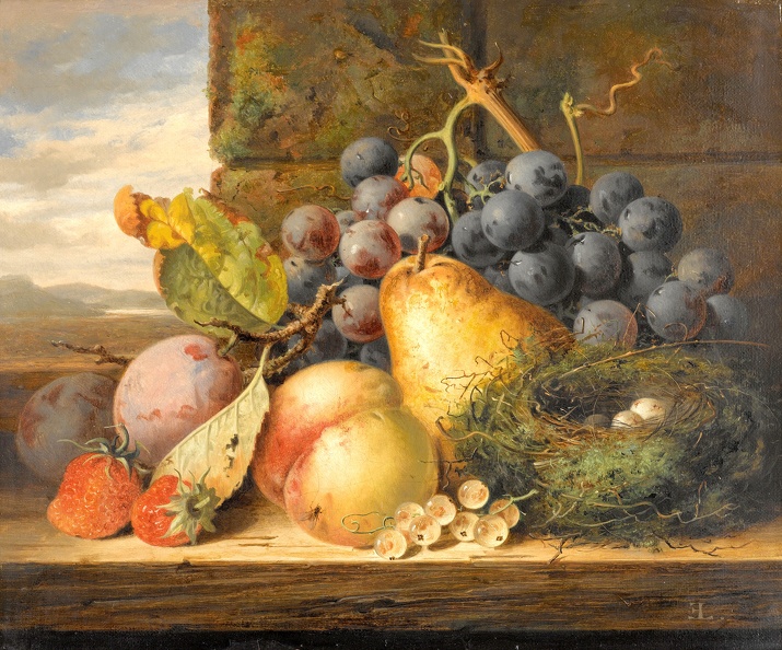 LADELL_EDWARD_STILLIFE_BIRD_S_NEST_PEAR_PEACH_GRAPES_STRAWBERRIES_AND_PLUMS.JPG