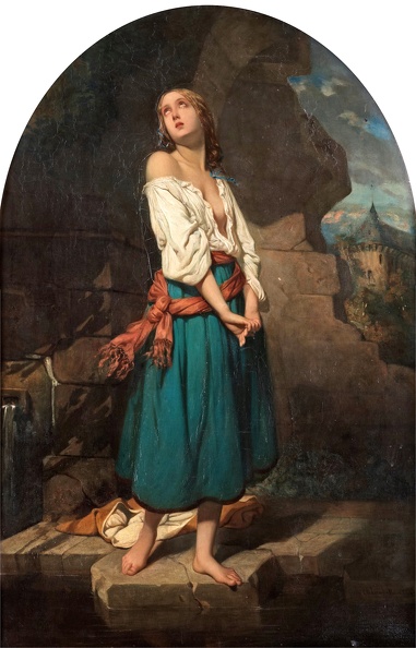 LANDELLE CHARLES YOUNG WOMAN IN LANDSCAPE 1844