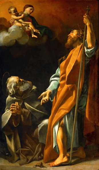LANFRANCO GIOVANNI VIRGIN AND CHILD APPEARING TO HERMIT SST. PAUL AND ANTHONY KUHI