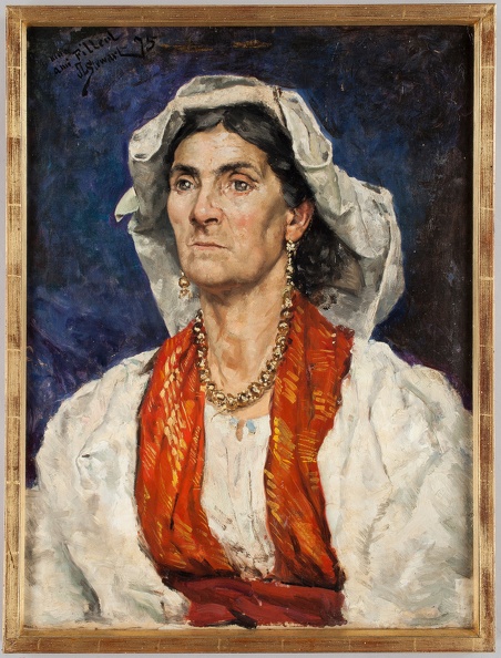 LEBLANC JULIUS STEWART WOMAN WITH RED SCARF AND WHITE HEADDRESS