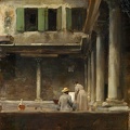 LEIGHTON FREDERIC ARTIST SKETCHING IN CLOISTER OF S GREGORIO VENICE LO NG